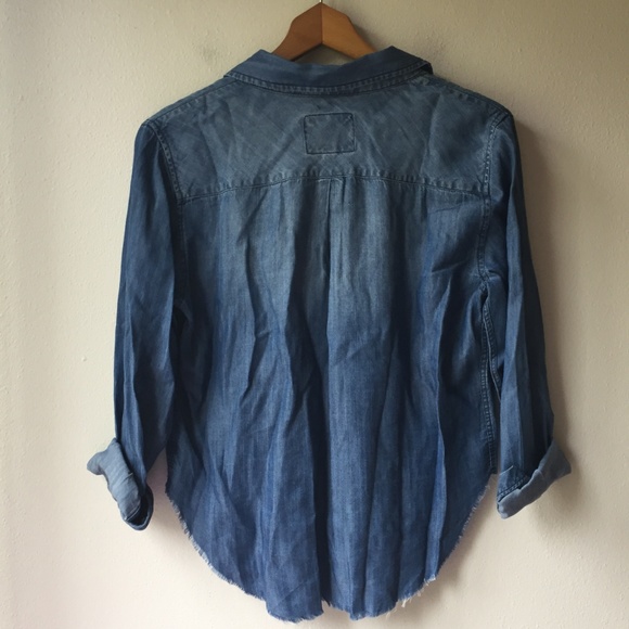 Rails Raw Hem Button Down Chambray Shirt - Picture 2 of 6